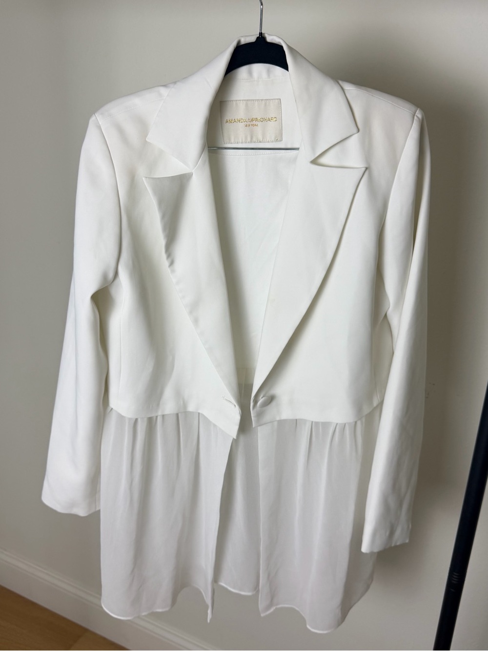 Amanda Uprichard White Draped Single-Button Blazer